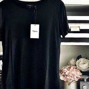 Theory | Tiny Tee Slinky Black Jersey Top | NWT